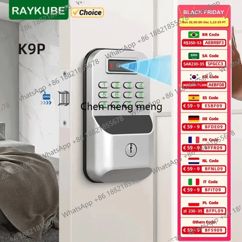IP65 Waterproof Tuya BLE Palm Vein Recognition Password Deadbolt Digital Electronic Smart Door Lock For Smart Home K9P
