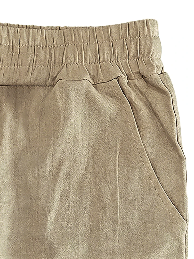 Men Linen Long Pants Drawstring Waist Loose Fit Solid Casual Daily Office Beach Vacation Outdoor Street Travel Everyday Wear