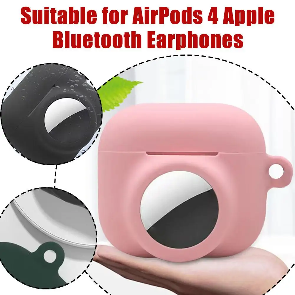 For AirPods 4 Two-in-one Silicone Protective Case for airtag Tracking Locator Anti Lost HeaDphone Accessories Colorf V6M7 view 2