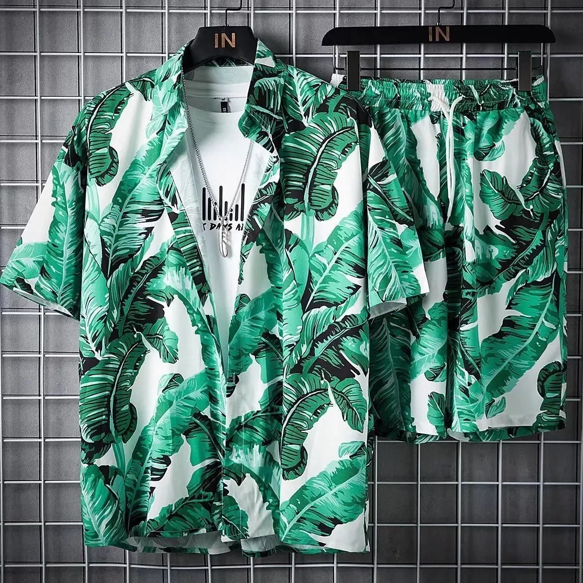 Summer New Men Beach Clothes 2 Piece Set Quick Dry Hawaiian Shirt Shorts Set Men Fashion Clothing Printing Casual Male Outfits