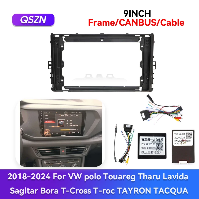 QSZN Cable Harness 2018-2024 For VW polo Touareg Tharu Lavida Sagitar Bora T-Cross T-roc TAYRON TACQUA Car Radio Frame Canbus