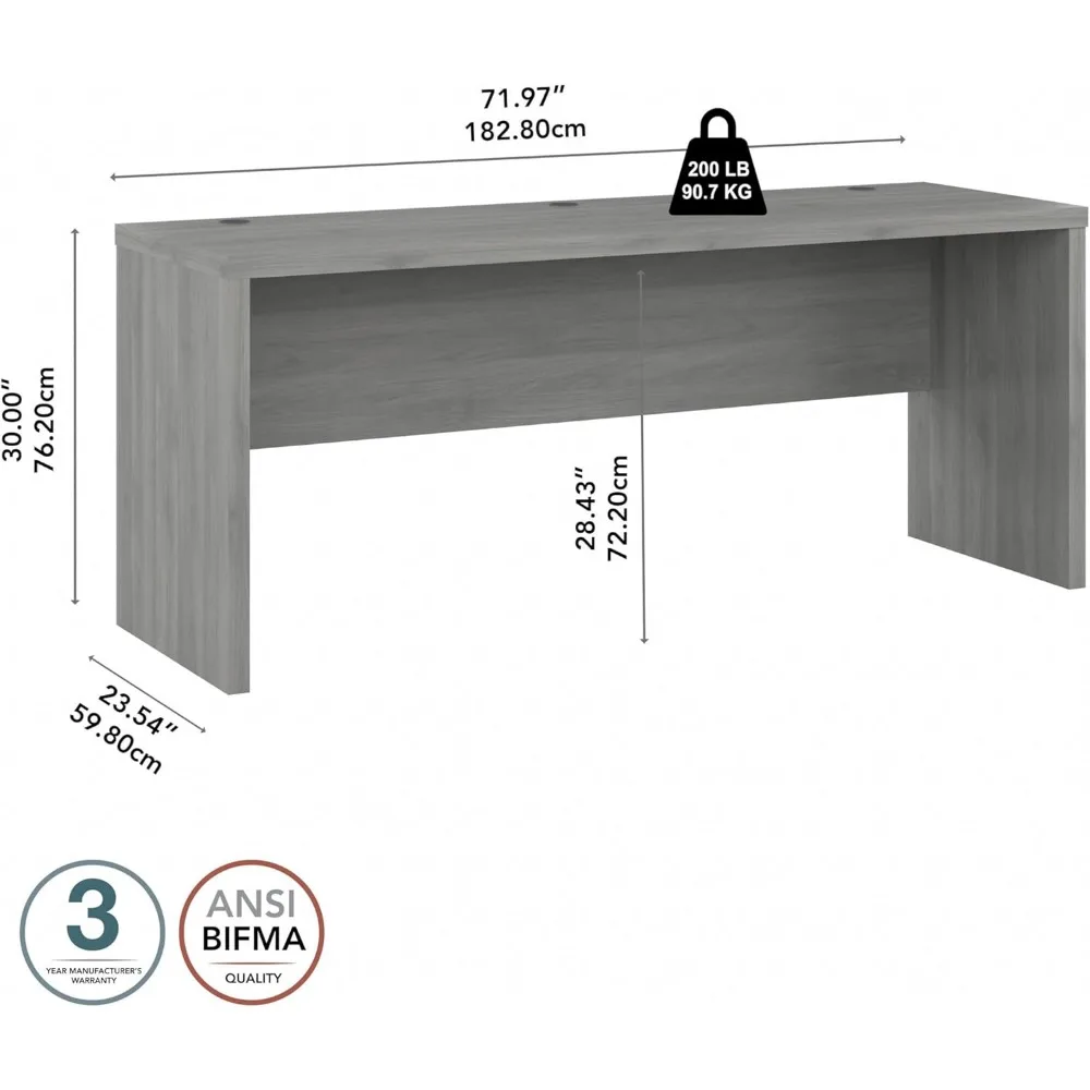 Echo 72W Computer Desk in Modern Gray