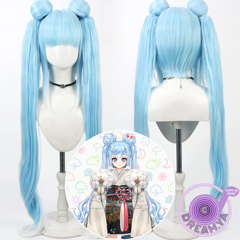 

Kobo Kanaeru Cosplay Wig Hololive Vtuber Blue White Bun Ponytail 100cm Heat Resistant Synthetic Hair Halloween Party Carnival