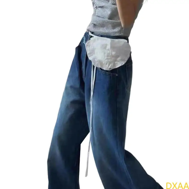 

DXAA Lace Tie Waist Bag Small Ruffled Waist Pocket Earphone Waist Holder Pouches