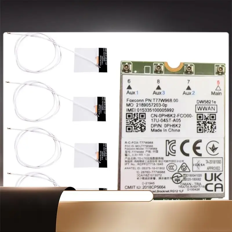 

X64A-T77W968 DW5821E X20 4G LTE модуль Cat16 гигабитная беспроводная карта 4G для ноутбука Dell Latitude 5420 5424 7424 7400 + 4 антенны