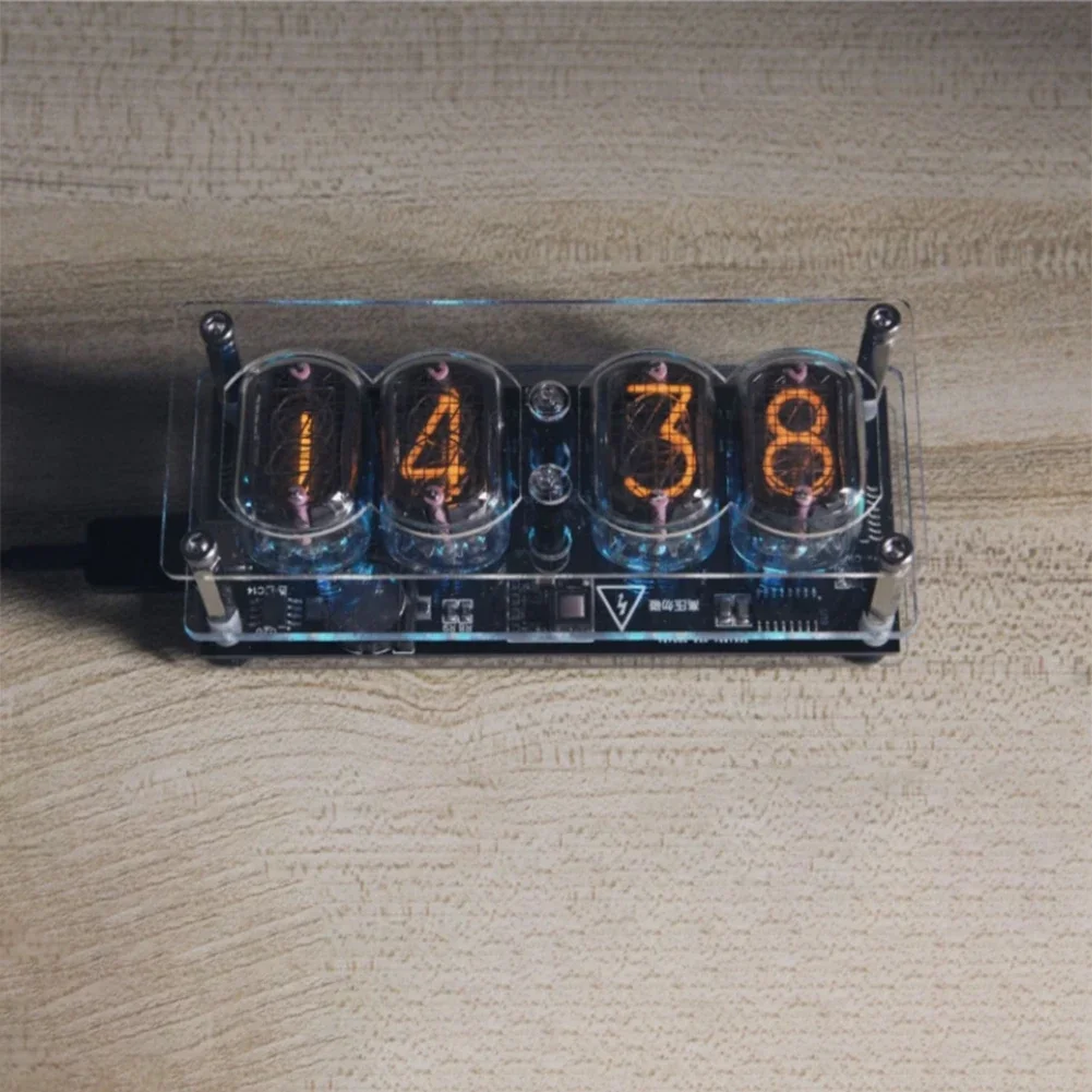 IN-12 Glow Tube Nixie Clock Fluorescent 225 Colors Light Display Time Date DC 5V High-grade Acrylic Clock Home Decoration Gifts