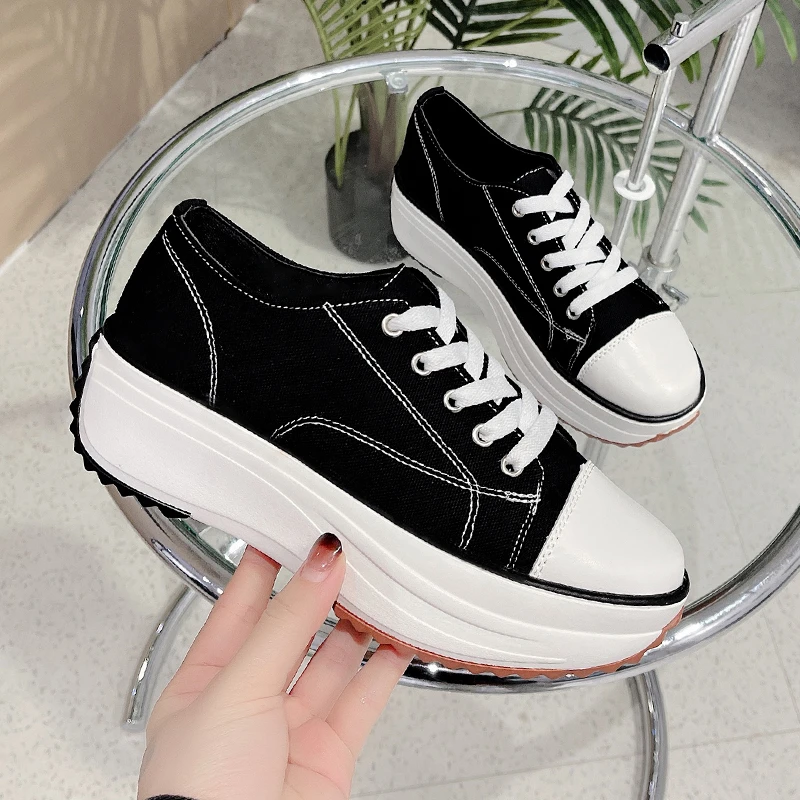 Breathable Canvas Shoes Women Trainers Women Low Help Sneaker Lady Autumn Female Footwear Fashion Girl White Platform Sneakers