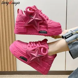 pink sneakers women Platform Casual shoes Fashion thick soled non slip board shoes Women 2024 new Outdoors Chunky Walking Shoes