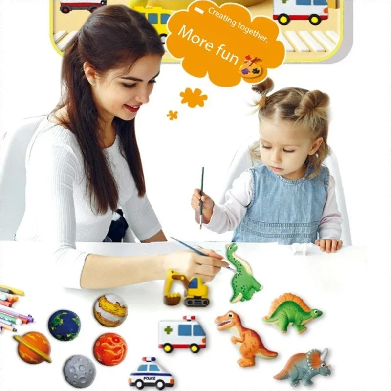 Juego de pintura de yeso, creatividad para niños, molde de yeso DIY creativo, juego completo de pintura artesanal, pigmento para colorear, juguetes DIY, regalo