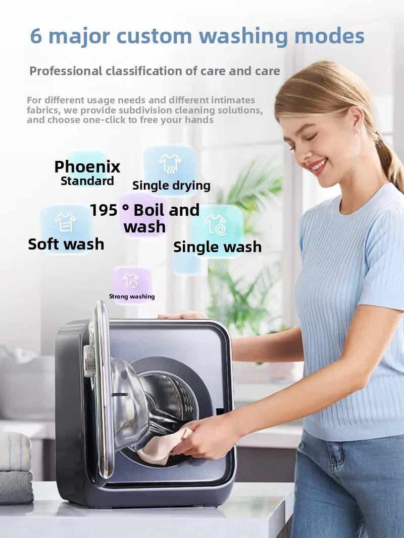 Mini combinação de lavadora e secadora automática para esterilização de roupas íntimas e roupas de bebê