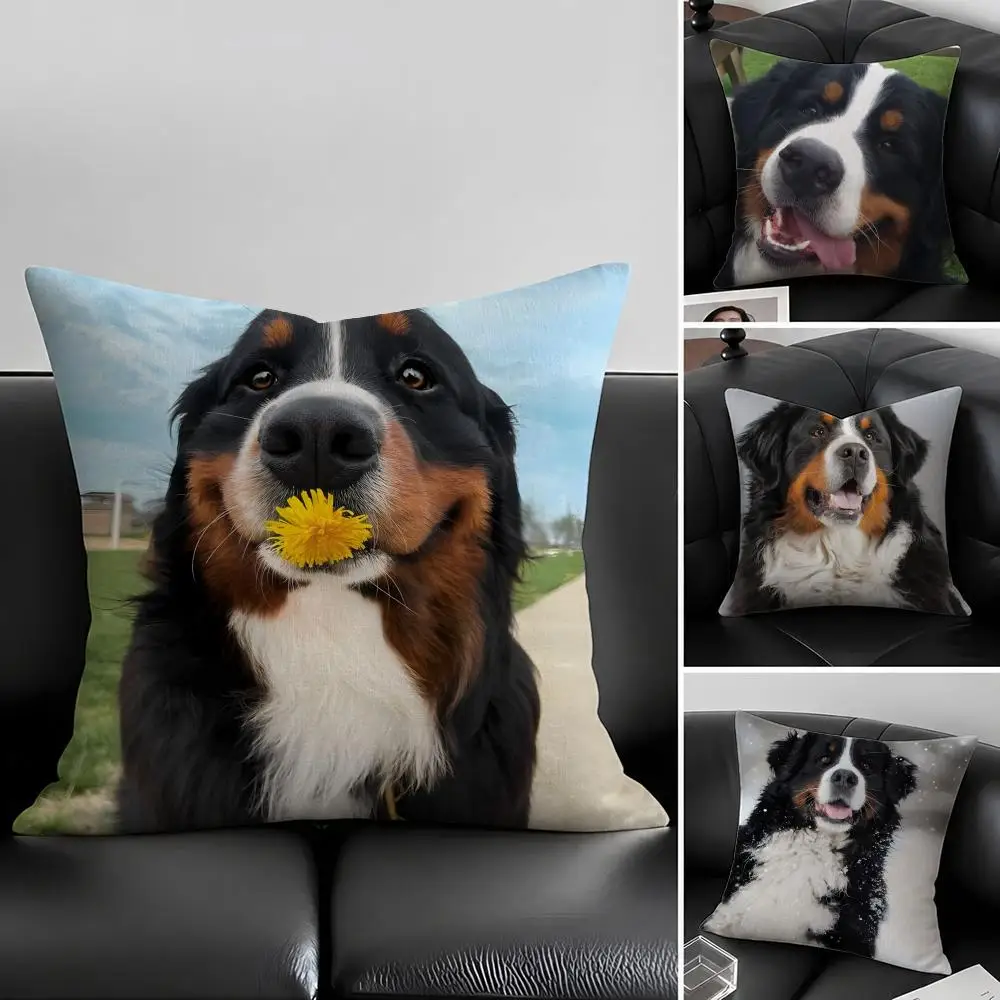 

Pattern B-Bernese M-Mountain D-Dog Cushion Cover Natural Linen Pillowcase Set, All-in-One Decor for Sofa, Bedroom & Chair