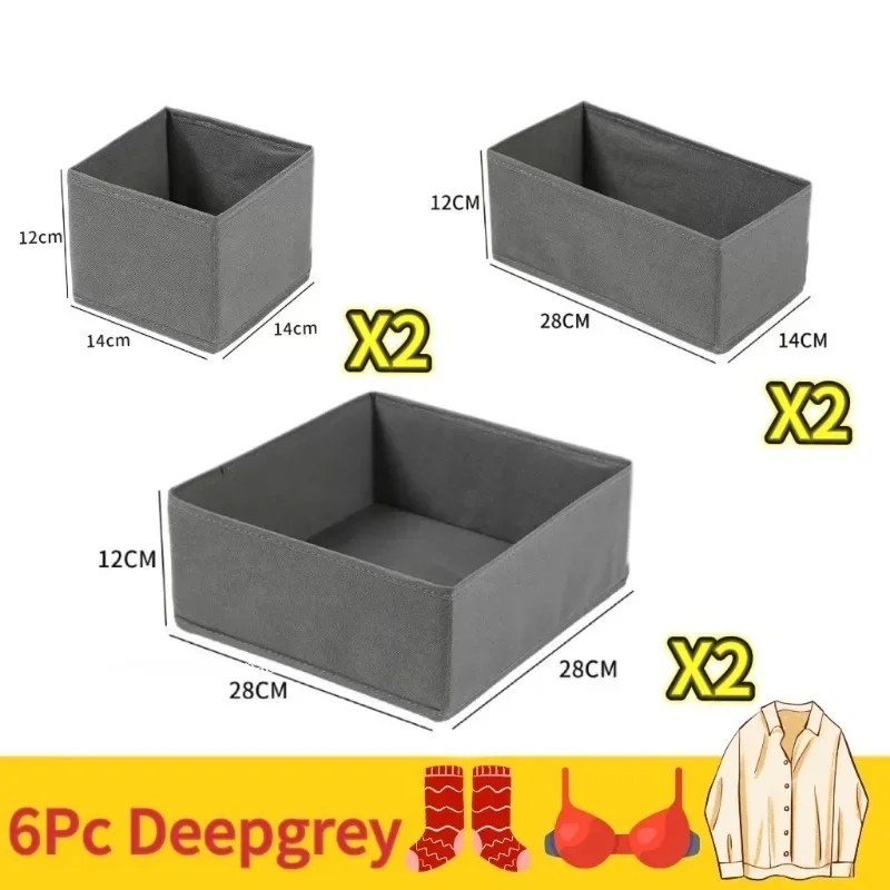 Organizadores De Cajones Plegables 3 Piezas (Sujetador, Ropa Interior, Calcetines) – Gris, Tela De Nailon Transpirable