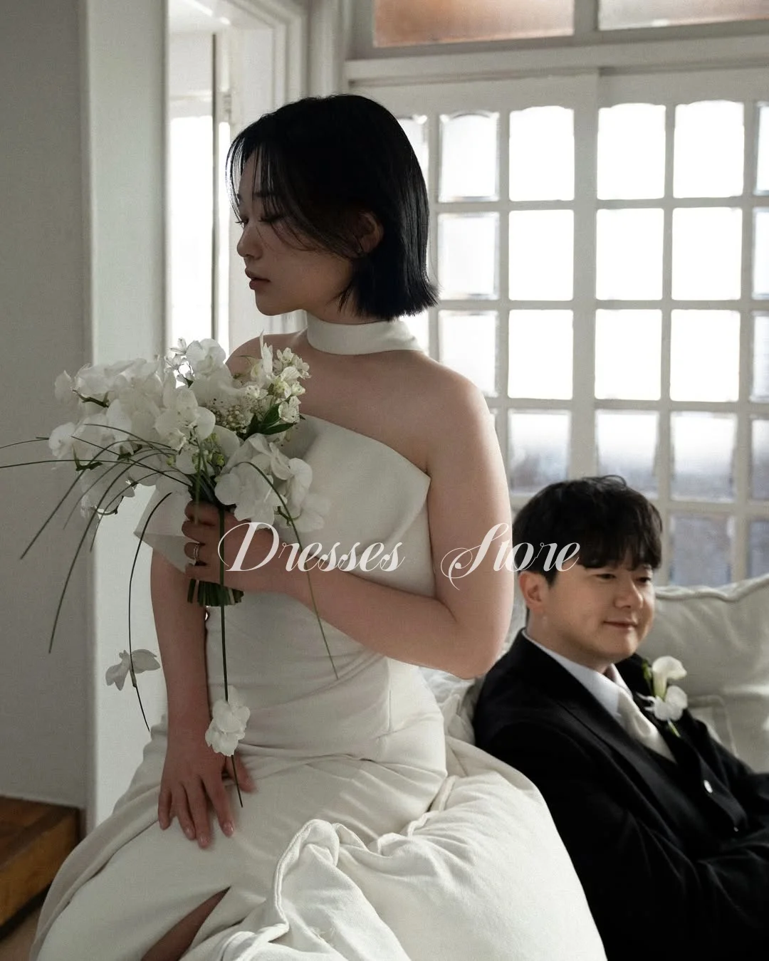MD New 2025 Modern Pleat Satin Mermaid  웨딩드레스 Wedding Dress Strapless Korea Photoshoot Bridal Gown Court Train Customized