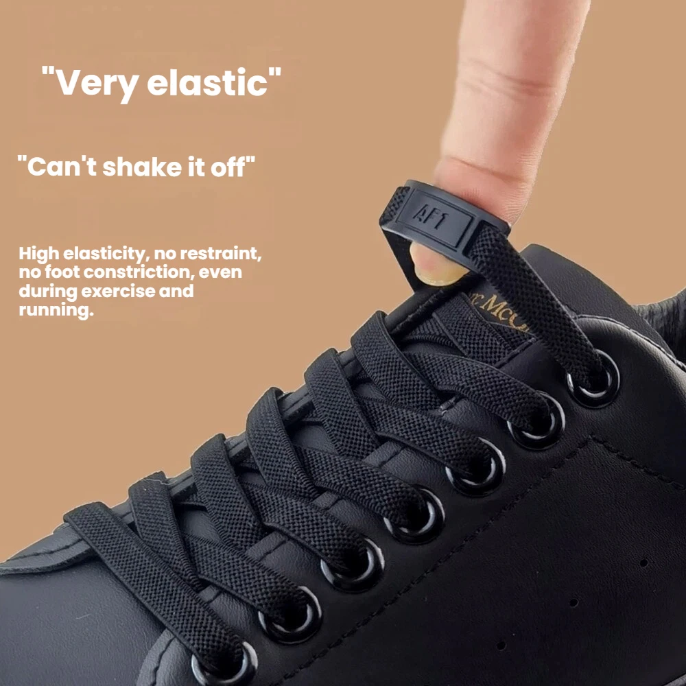 New Design Curved Buckle Shoelaces Without Ties Elastic Laces Sneaker 8MM Widened Flat Kids Adult Shoelace for Shoes