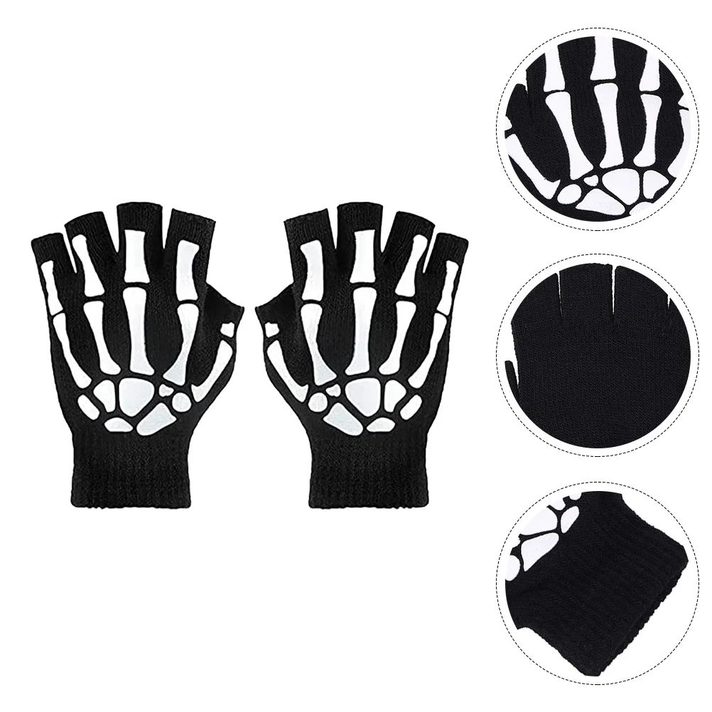 Winter Clothing for Men Luminous Skull Gloves Outfit Halloween Cosplay Props Costume Kids Acrylic Fiber Child