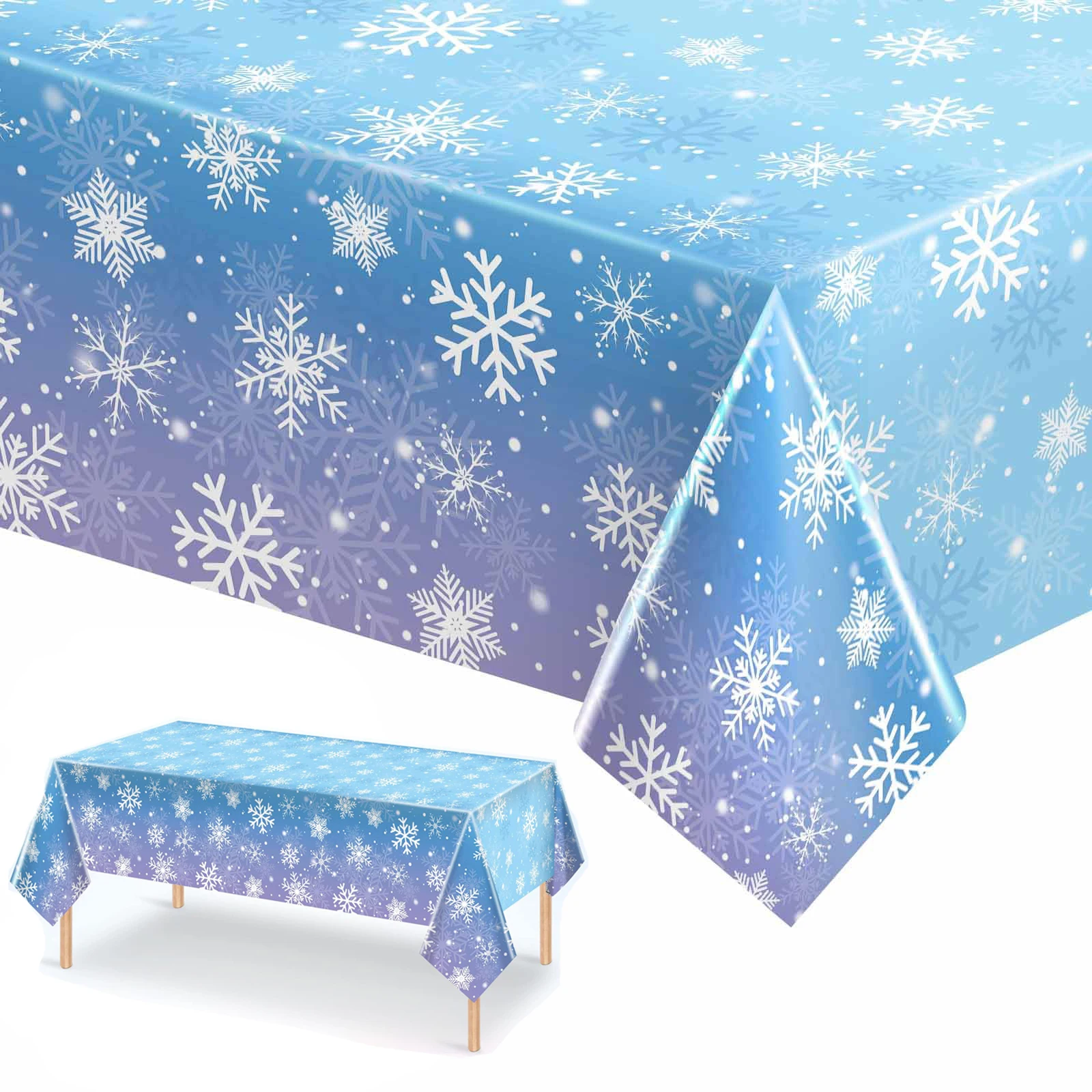 Winter Snowflake Tablecloth Frozen Themed Table Cover for Christmas Holiday Winter Wonderland Birthday Party Decoration