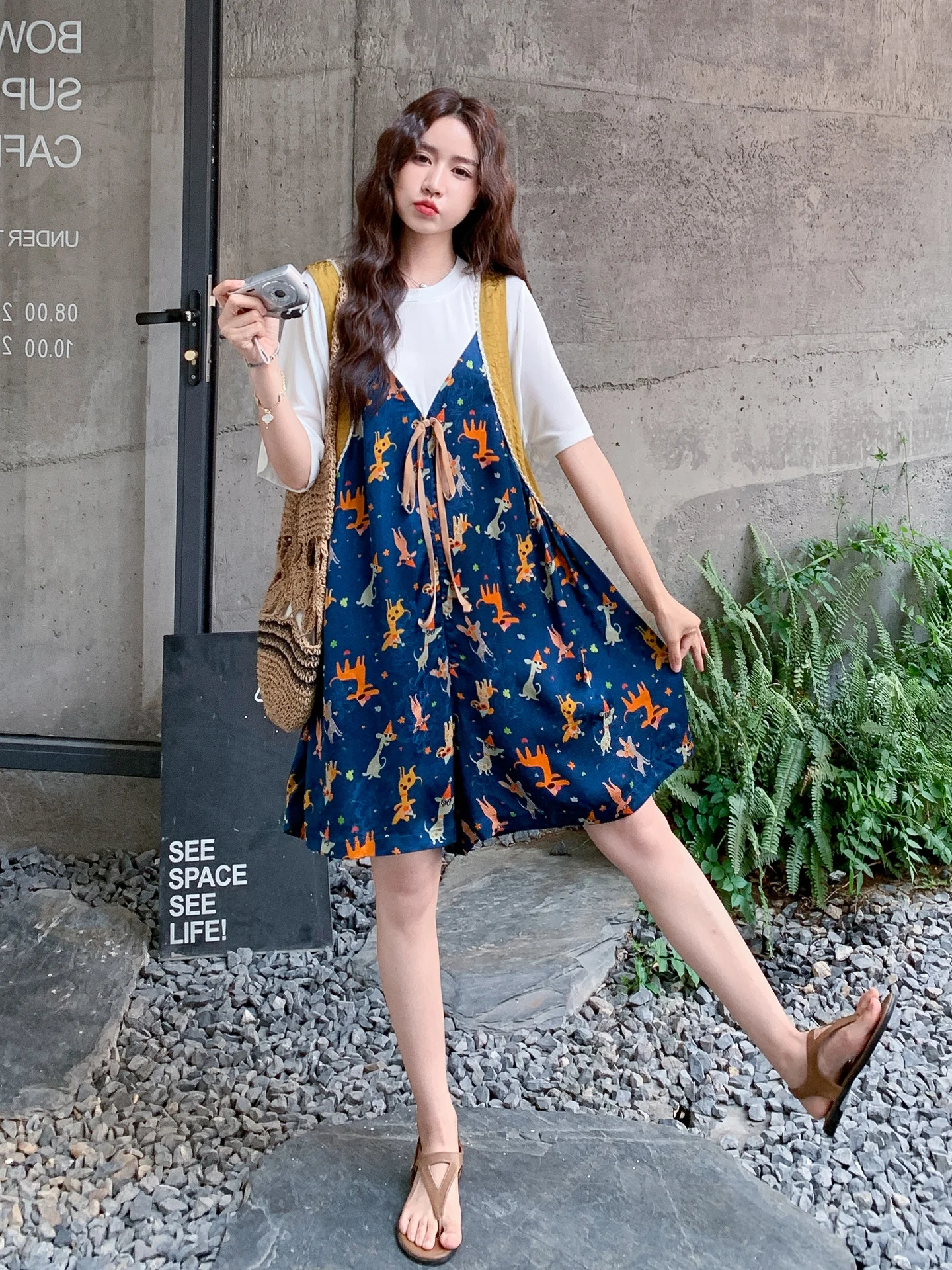 Color Blo Youthful or Suit Women's High Waist Wide Leg ort Pants Jumpsuit Fake Two-Piece Summer New Sle Ele