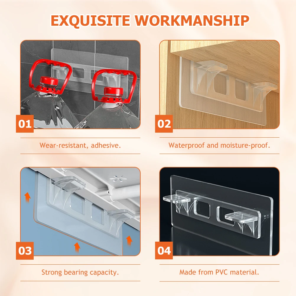 

8 Pcs Shelf Holder Supports Mount for Wooden Shelves Wall Bracket Clear PVC Long Strip Support Wear Resistant Adhesive Bookcase