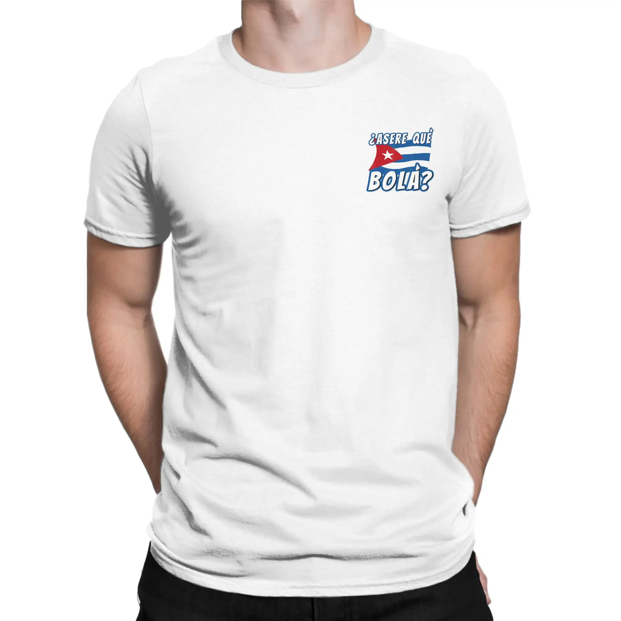 Men Funny Cuban Greeting Asere Que Bola T Shirt Flag Pure Cotton Clothes Leisure Short Sleeve Round Collar Tees Original T-Shirt