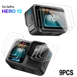 9 Adet HD Temperli Cam Ekran Koruyucu GoPro Hero 13 12 11 10 9 Siyah Kamera Lens Koruyucu Kapak Ön Arka Ekran Filmi