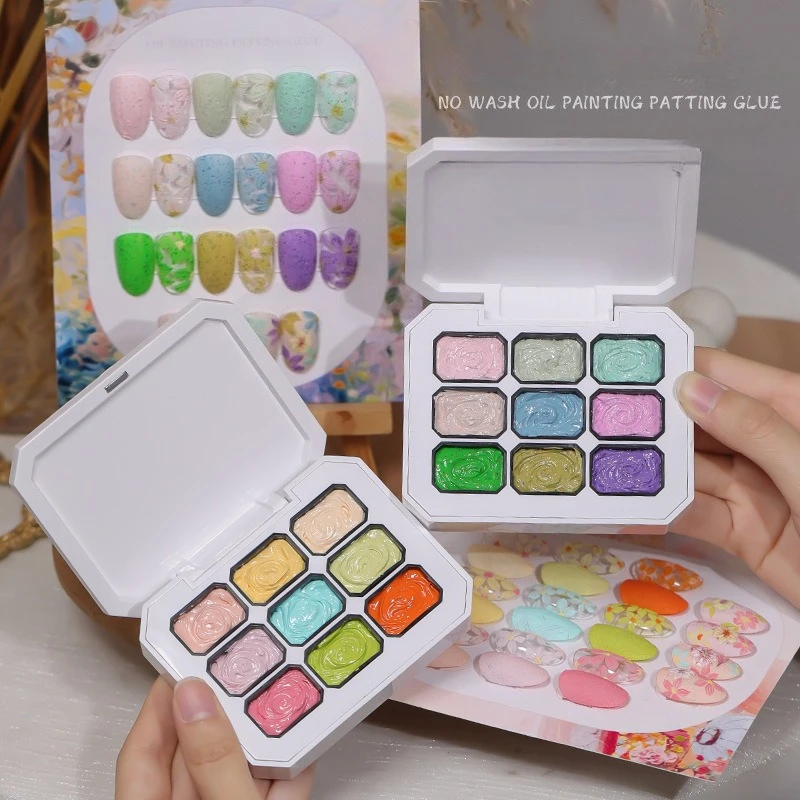 

9Colors Oil Painting Nail Polish Painting Glue 3D Modeling High Saturation Popular UV/LED Carved Nail Polish Glue For Manicure