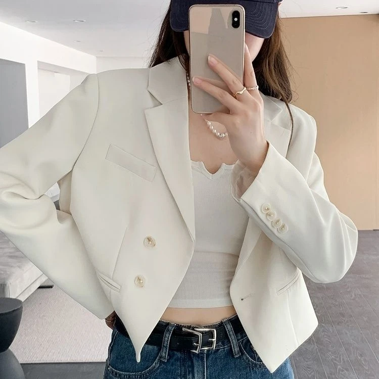 2025 Frühling Herbst Frau Mode Designer Büro Dame Beige Schwarz Anzug Kragen Schwarz Blazer Mantel, Casual Blazer Mäntel für Frauen
