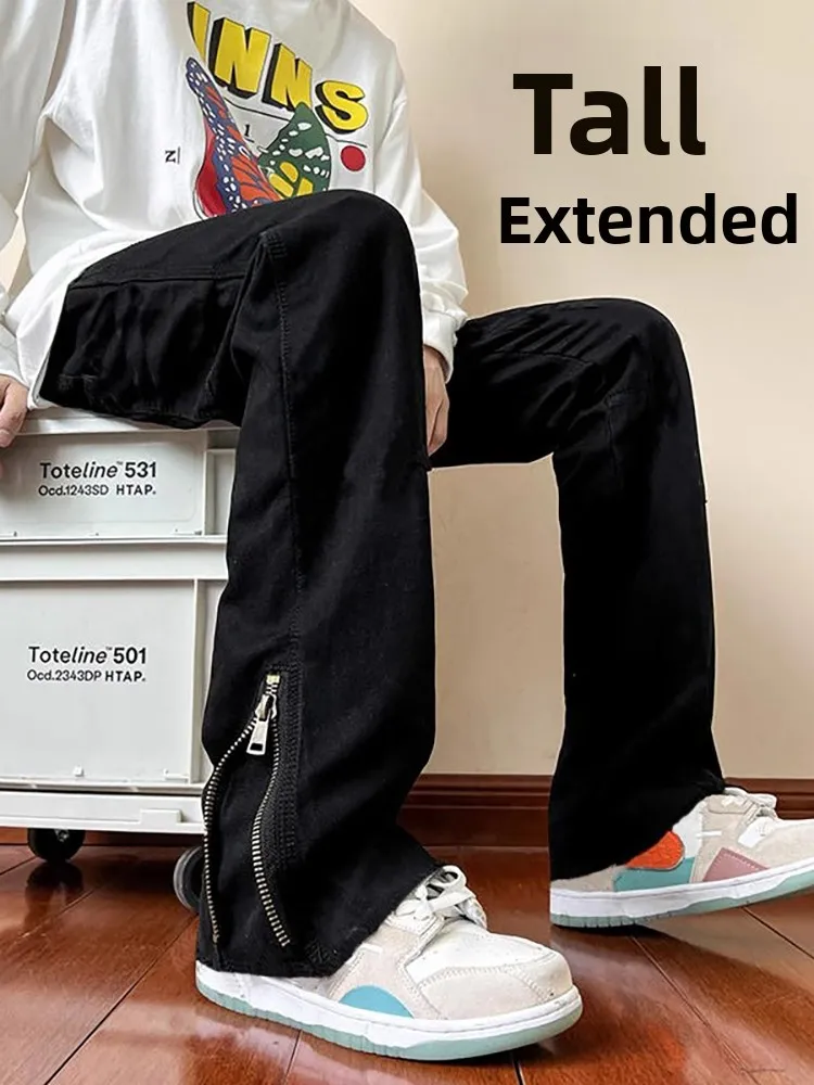 

Модные мужские джинсы на молнии в американском стиле ретро, весенне-осенние новые прямые повседневные брюки с высокой талией и удлиненной версией