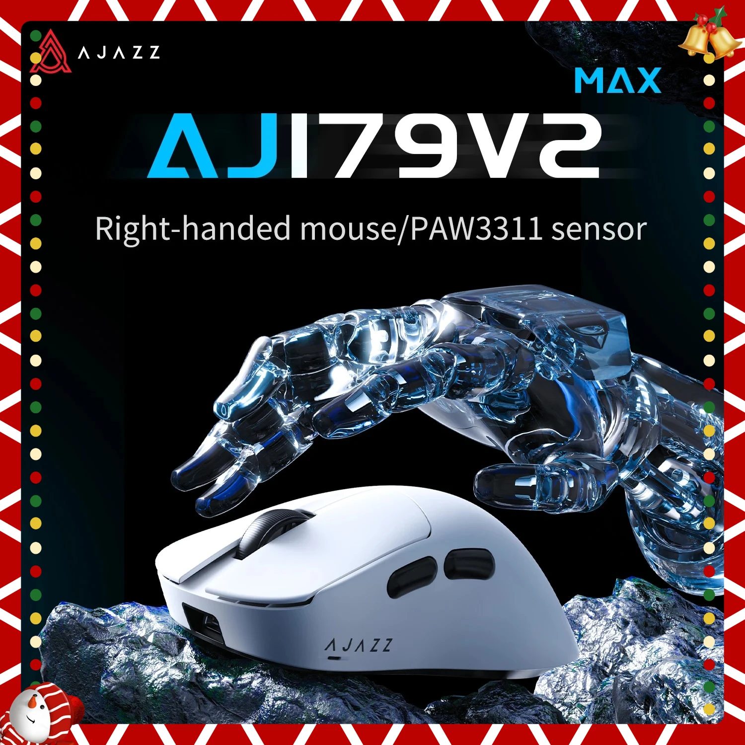 

AJAZZ AJ179 V2 MAX mouse 3-mode lightweight 56g PAW3311 sensor 300DPI Huanuo Micro Switch Long Battery Life Computer Peripherals