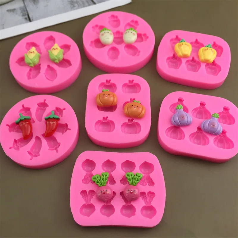 Molde de silicona para rábano y maíz vegetal, herramienta de decoración de pasteles, Fondant, pasta de goma de Chocolate, resina, jabón, arcilla, herramienta para hornear magdalenas