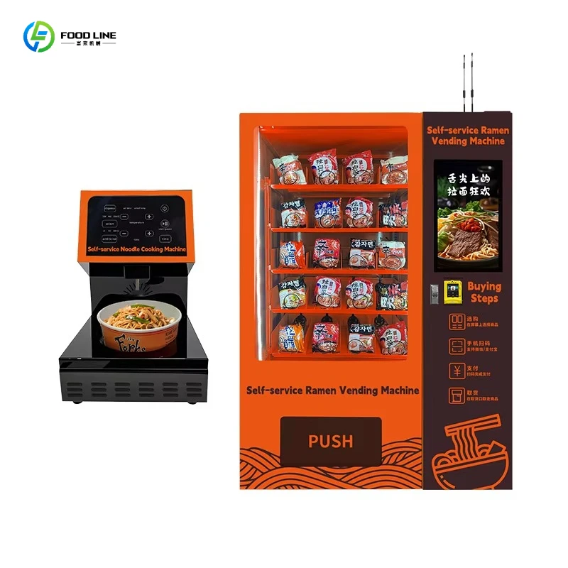 Hot Drink & Noodle Vender, Snack Box Dispenser, Self-Operating Retail Machine for Factory Breakroom