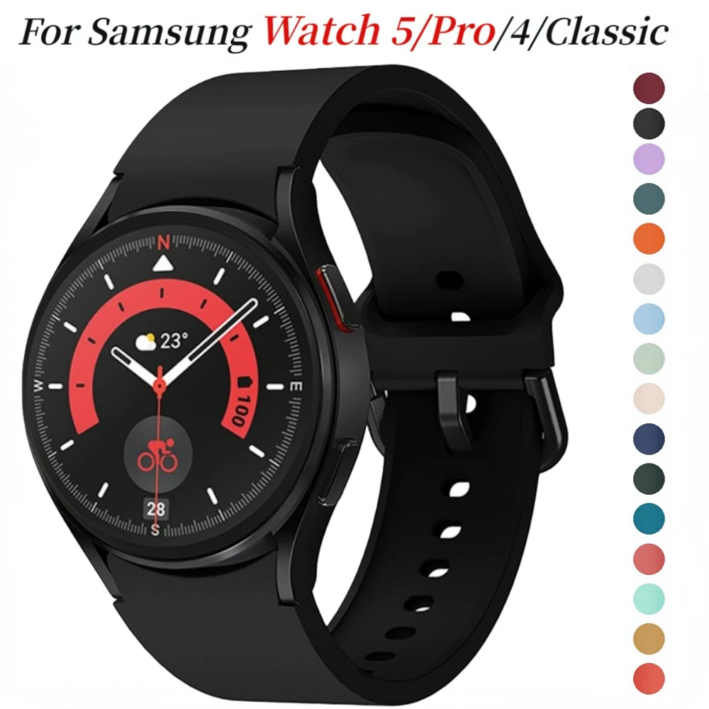 Sports Silicone Strap For Samsung Galaxy Watch 5/4 44mm 40mm Original No Gap Wristband Correa For Samsung Watch 5 Pro/4 Classic