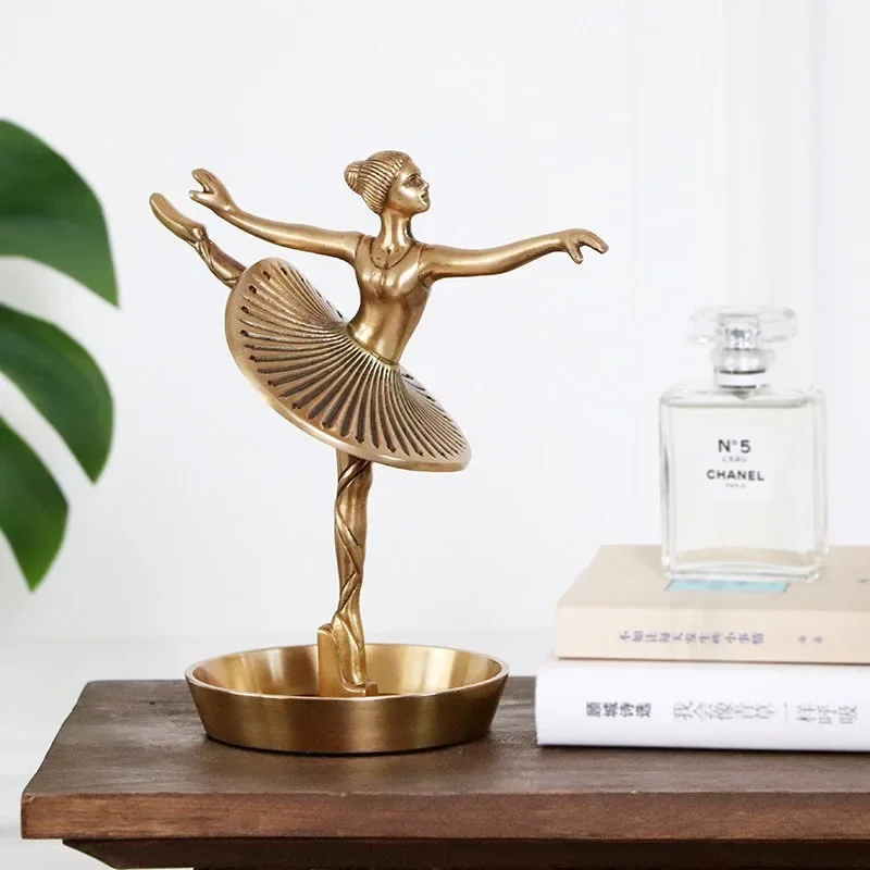 Nordic American style imported brass retro ballet dancer jewelry rack display stand copper jewelry storage ornament