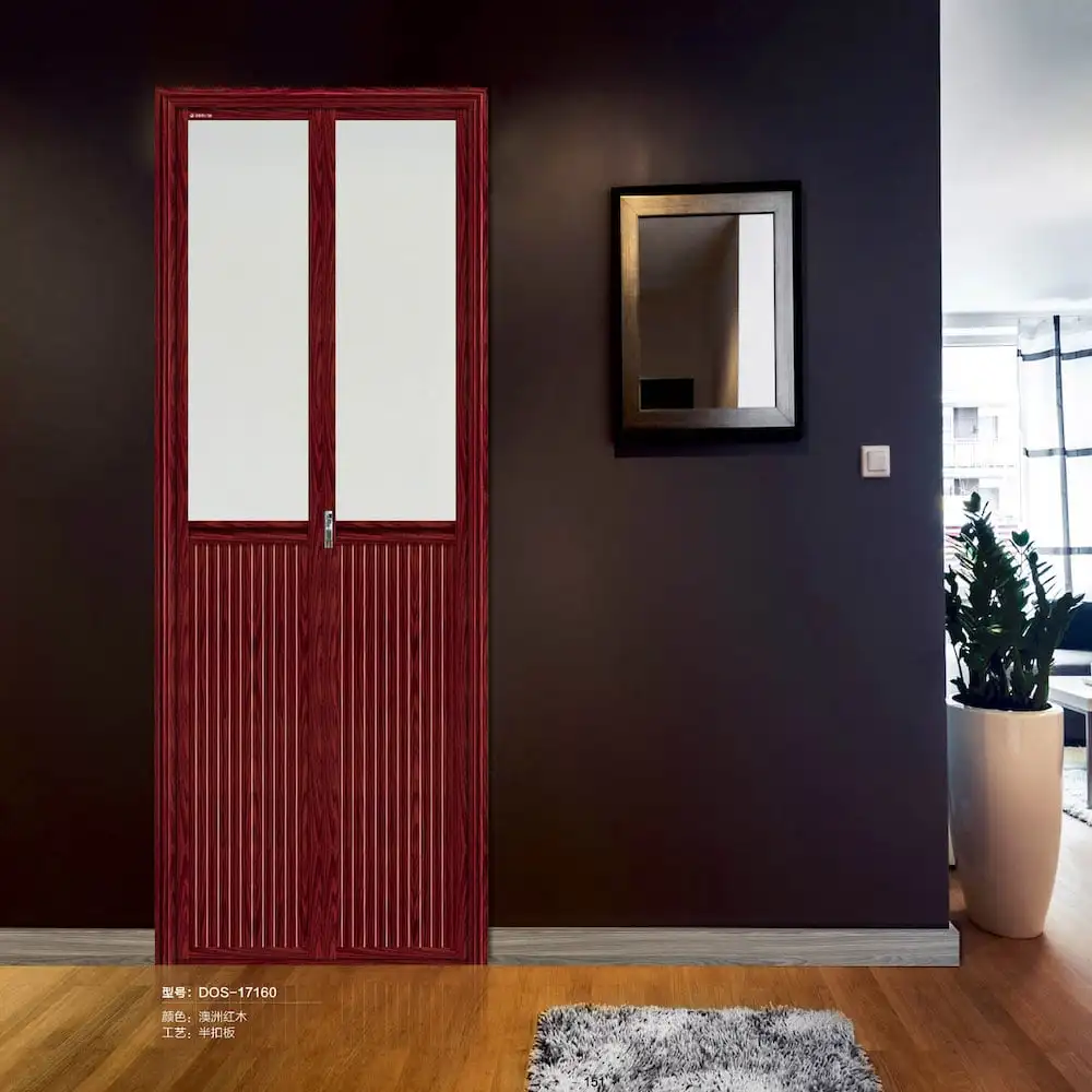 Price For High Quality Modern Residential Mini Aluminium Accordion Bathroom Bifold Interior Door Indoor Bi Folding With Locks