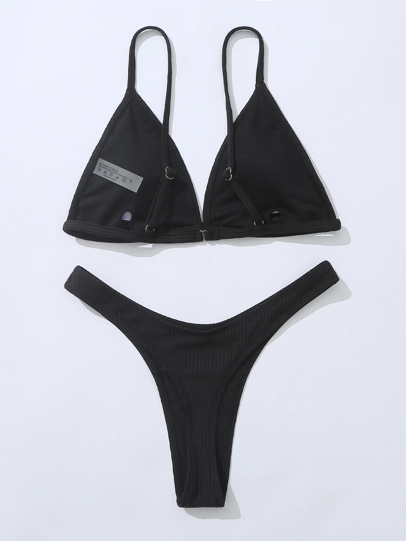 Women Sexy Bikini Suit Slim Strip Triangle Pad Bra Low Waist Tong Bathing Suit 2 pieces Female Swimming Suit