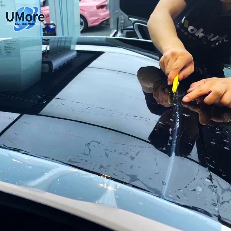 مخصص 7.5Mil 99% رفض الحرارة UV حجب الضوء الأزرق/أسود فتحة سقف السيارة نافذة فيلم بولي TPU بانورامية كوة طبقة حماية