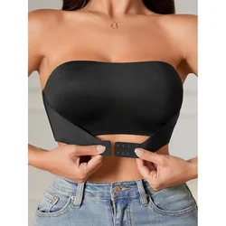 Women's Strapless No Padding Seamless Front Button Bra Comfortable Smooth Underwear