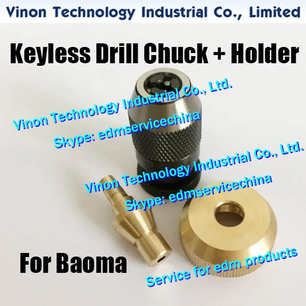 EDM KEYLESS Drill Chuck 0-3MM JT0 with female adapter (with inner thread) for Baoma DB703 Super drill EDM machines