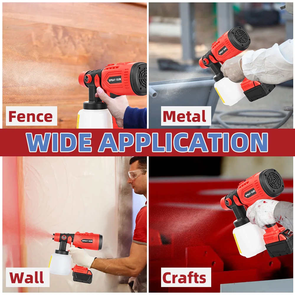 بخاخ طلاء HVLP لاسلكي 200 وات لبطارية ميلووكي 18 فولت، 4 فوهات، 3 أنماط رش، حاوية 1000 مل (بدون بطارية)