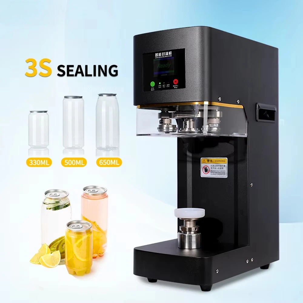 

Ce автоматическая электрическая машина для запечатывания банок для пластиковых бутылок, машина для запечатывания банок с газировкой, машина для упаковки банок с легко открывающейся крышкой