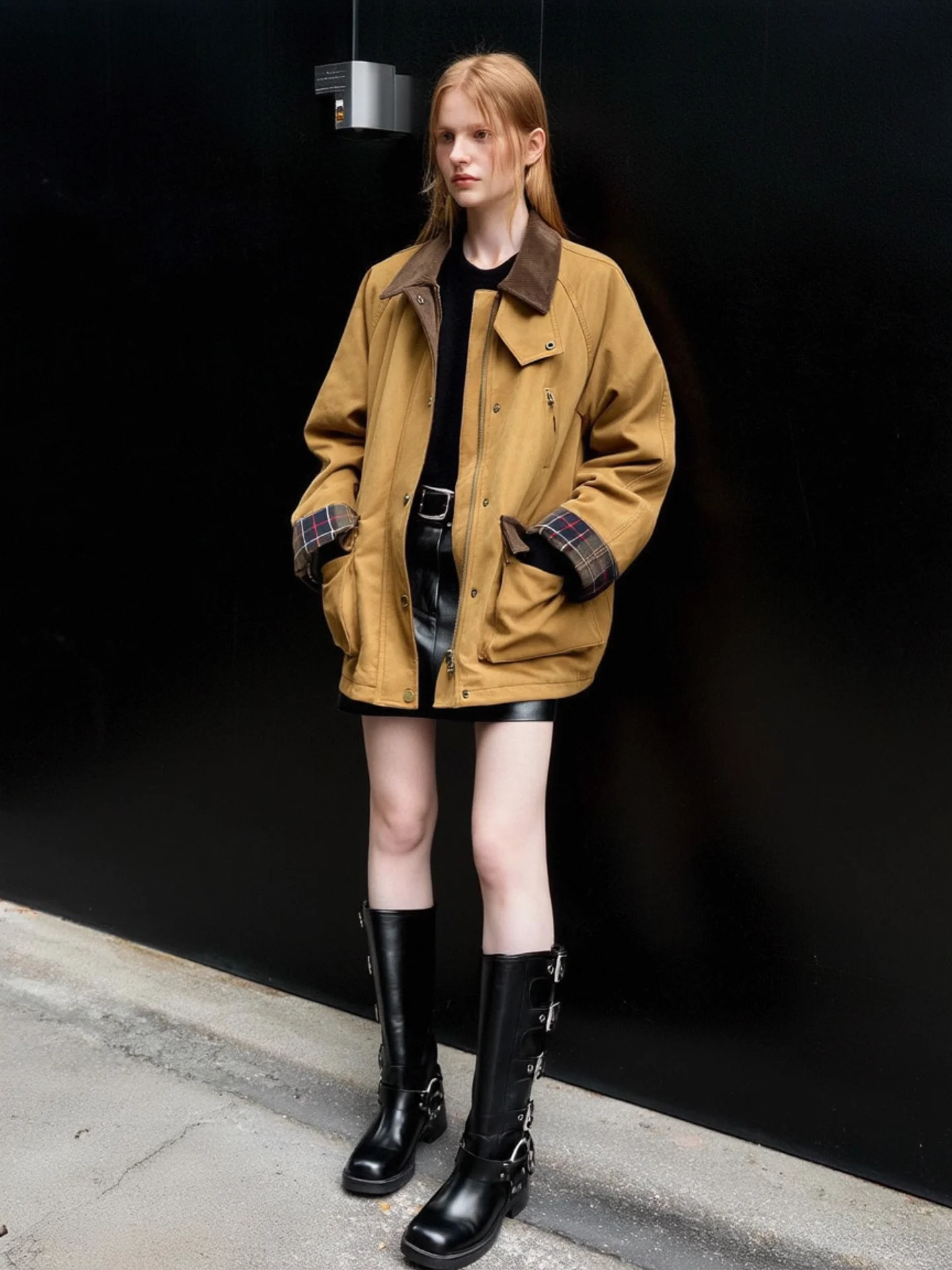 

Faionable Casual Loose Collar Caramel Brown Outerwear HUAAPPUW Ele High-End Sle Spring Summer Autumn Winter New Arrival