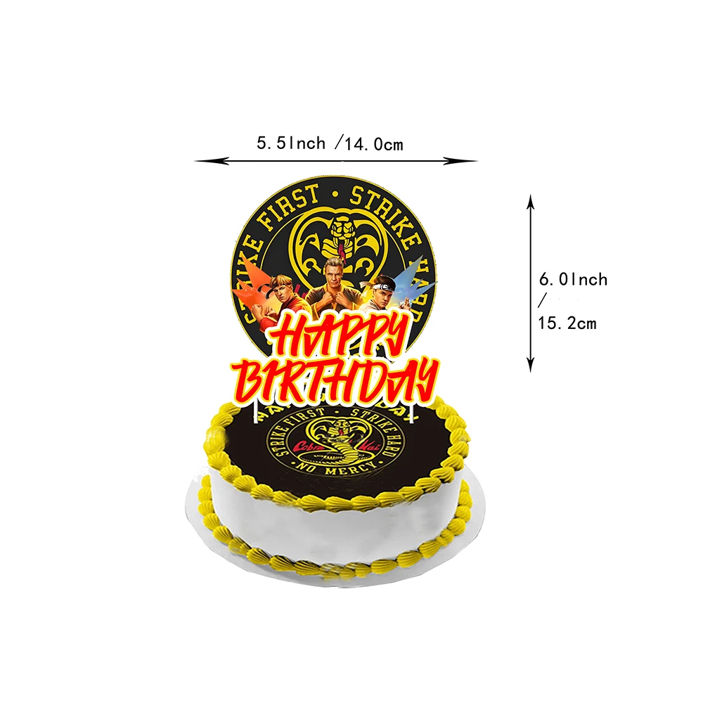 Cobra Kai Theme Birthday Party Balloon Banner The Karate Kid Saga Continues Background Cake Topper Decoration Supplies Boys Gift