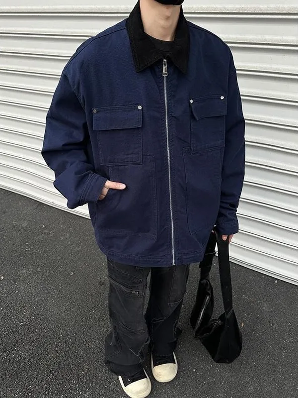 

Мужская бейсбольная куртка Cleanfit Detroit Workwear Jaet с воротником в стиле ретро, синяя осенне-зимняя американская куртка Sle Jaet