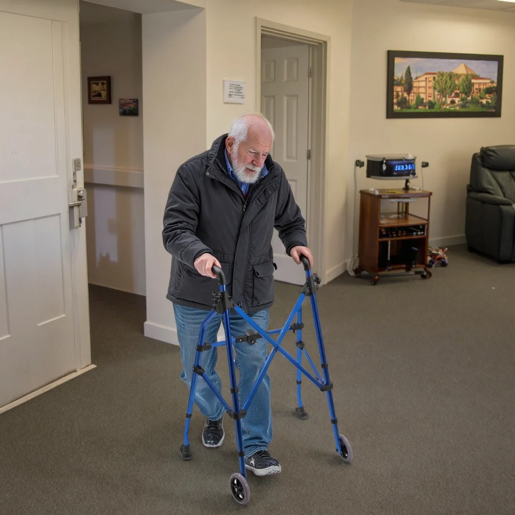 Rehabilitation Senior Assist Foldable Lightweight Aluminum CE Certified Walking Aid 2 Front Wheels Height Adjustable Max 100kg
