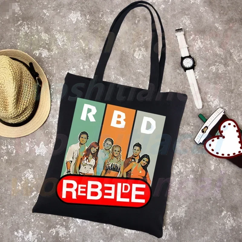 

Rebelde RBD Women Shoulder Bag Canvas Bag Harajuku Shopping Bags Fashion Casual Handbags Grocery Tote Girls