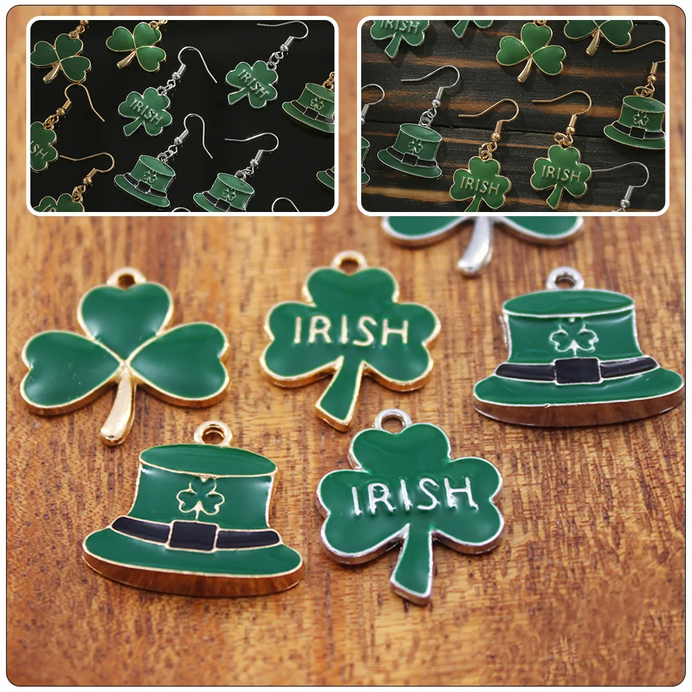 

20Pcs Shamrock Pendant Set Creative DIY Charms for Necklaces Bracelets Anklets Home Decor Party Favors St Patricks Day