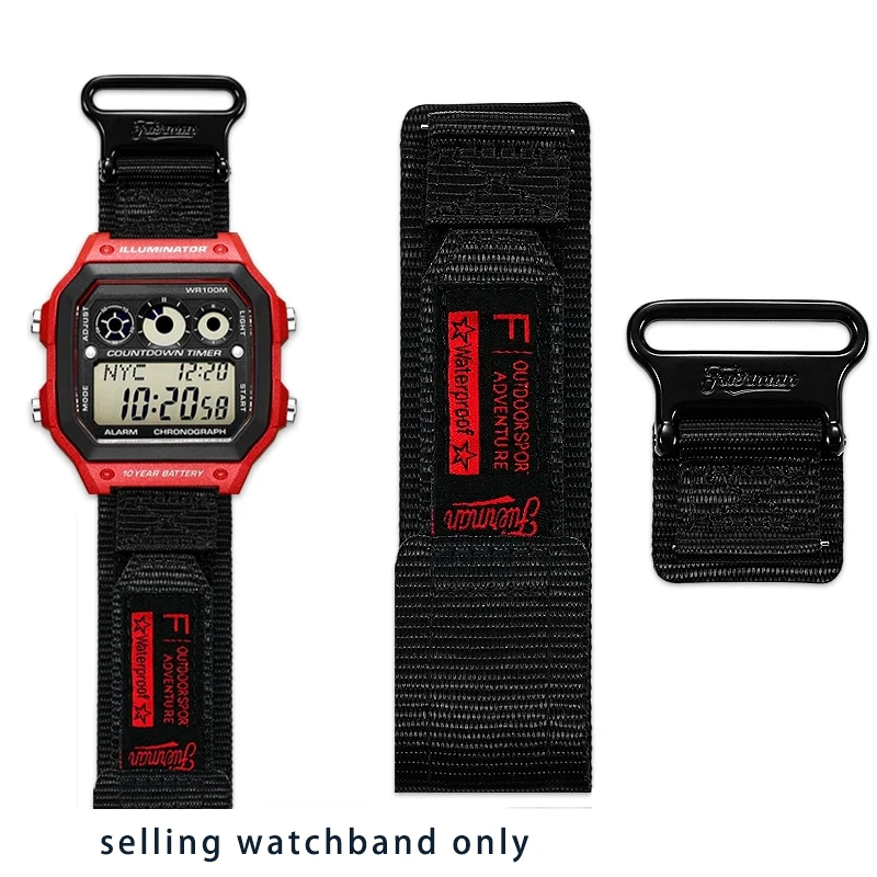 

Водонепроницаемый спортивный холщовый ремешок 18 мм для Casio, маленький квадратный AE-1200 AE-1300 A168/A158, модифицированный нейлоновый холщовый ремешок, мужской браслет