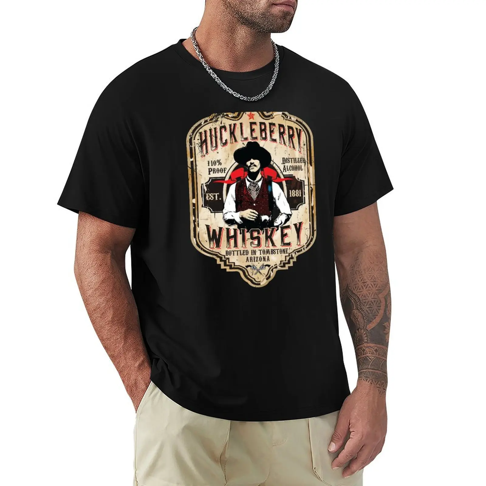 

Huckleberry Whiskey Label T-Shirt summer shirt graphics heavy weight t shirts for men
