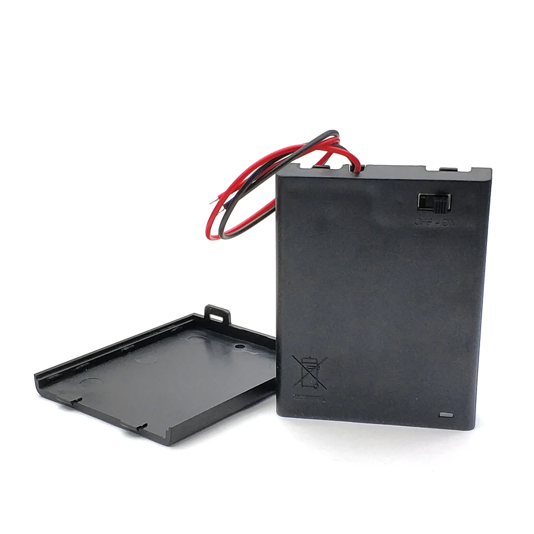 4 AAAPower 은행 케이스 4X AAA 배터리 홀더 보관 상자 케이스 4 슬롯 배터리 컨테이너 와이어 리드, 인기 판매