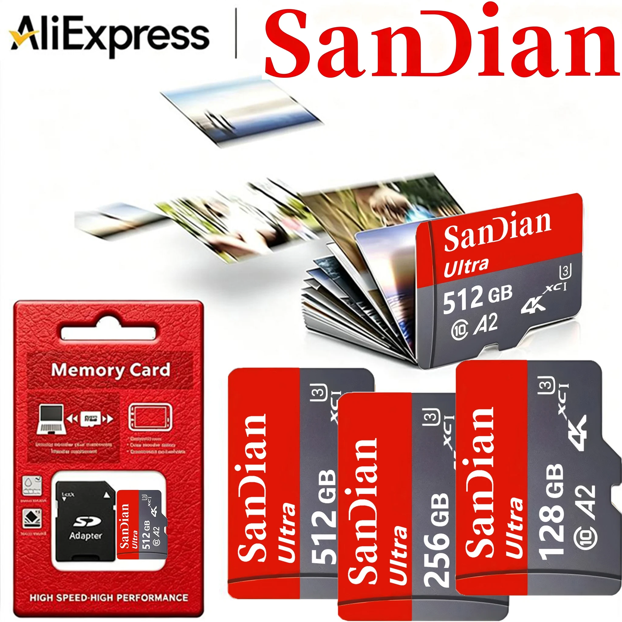 Top Quality Memory Card 64GB SD Cards 128GB TF Cards 512GB Micro TF SD Card for Phone/PC/Smart TV/Gaming Console/GPS/PC Mac