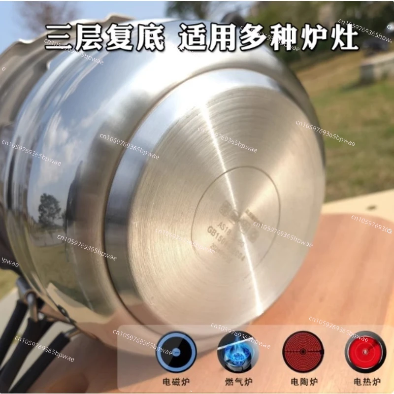 

Outdoor Portable Mini Stainless Steel Compact Pressure Cooker with dual Rubber ring Folding Handles for Self-driving Camping